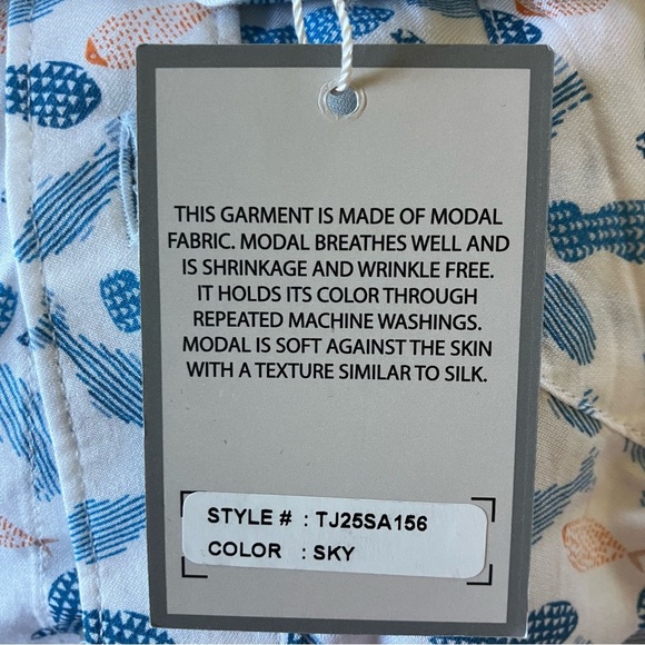 NWT Age Of Wisdom Men's Collared Shirt Fish Outdoors 100% Modal Sky Blue (Small) - Picture 3 of 7